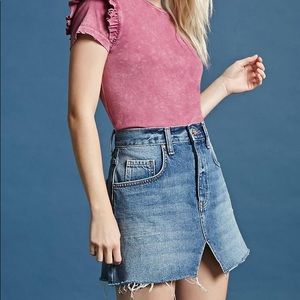 *LAST CHANCE* Asymmetric Hem Denim Skirt
